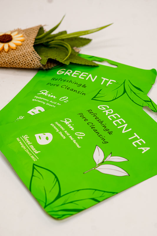 SKIN O2 GREEN TEA REFRESHING & PORE CLEANISING FACE MASK 25